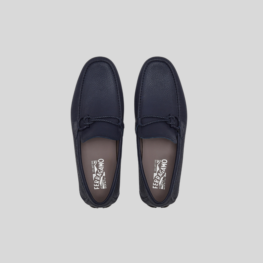 Zapato Mocasines Front 4 Azul en Cuero S.F.