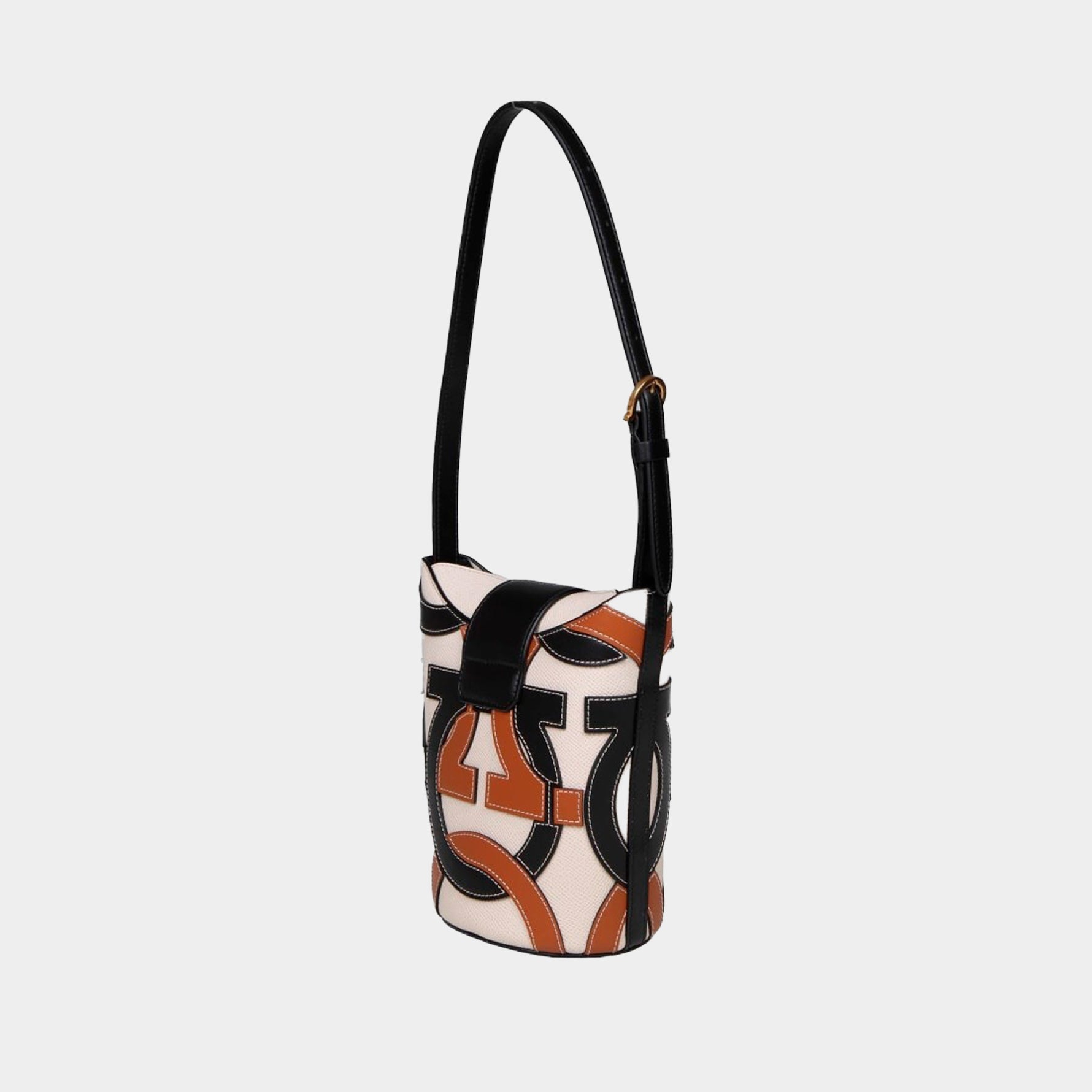 Bolso Dama Gacinni Color Cafe Con Blanco S.F.