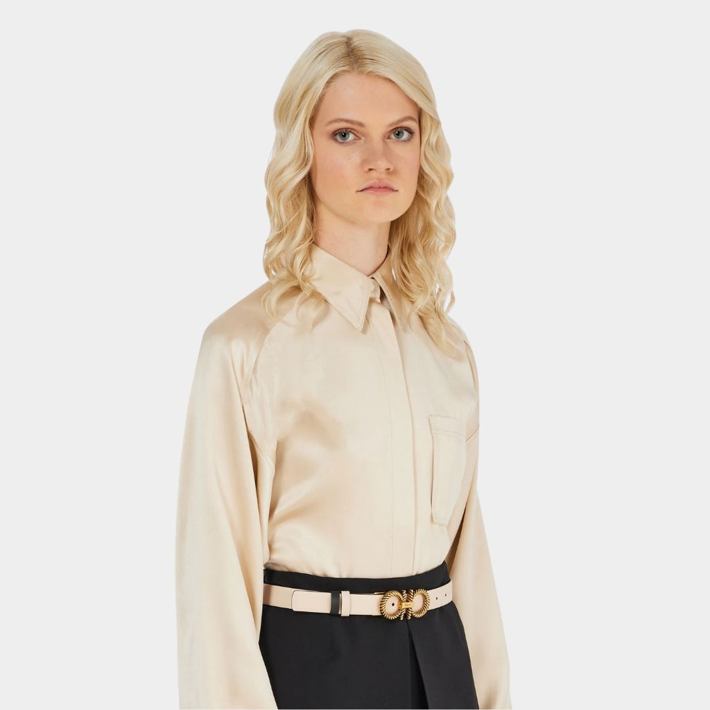 CINTURON FERRAGAMO DAMA BEIGE / NEGRO CUERO (759517-230240)