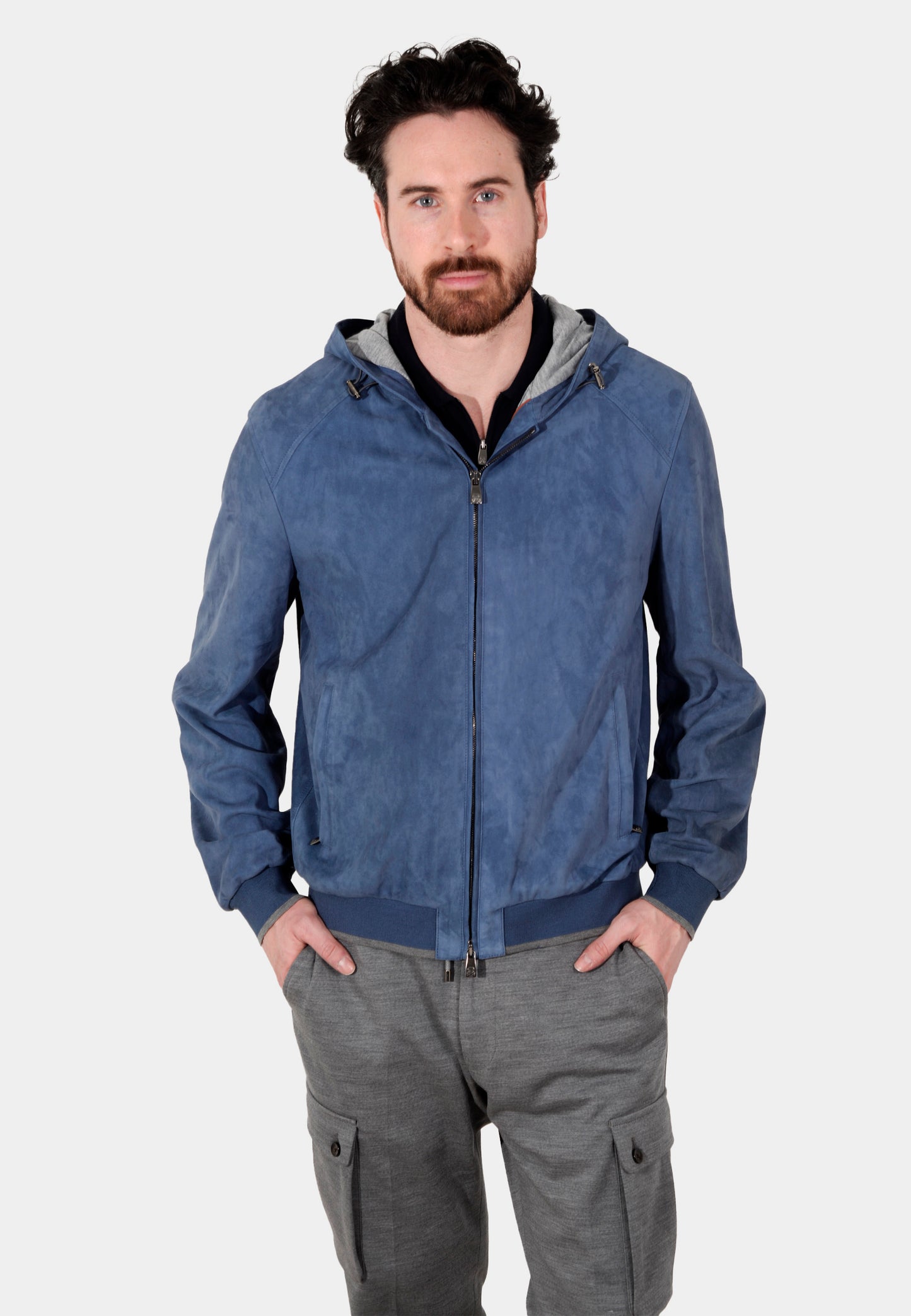 CHAQUETA PIEL CORNELIANI AZUL CUERO