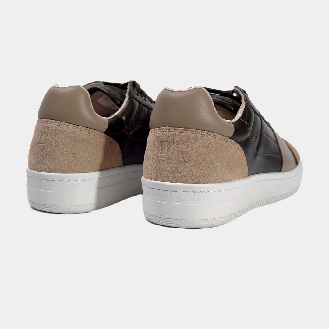 Sneakers Piel Bicolor Marrón Beige B.