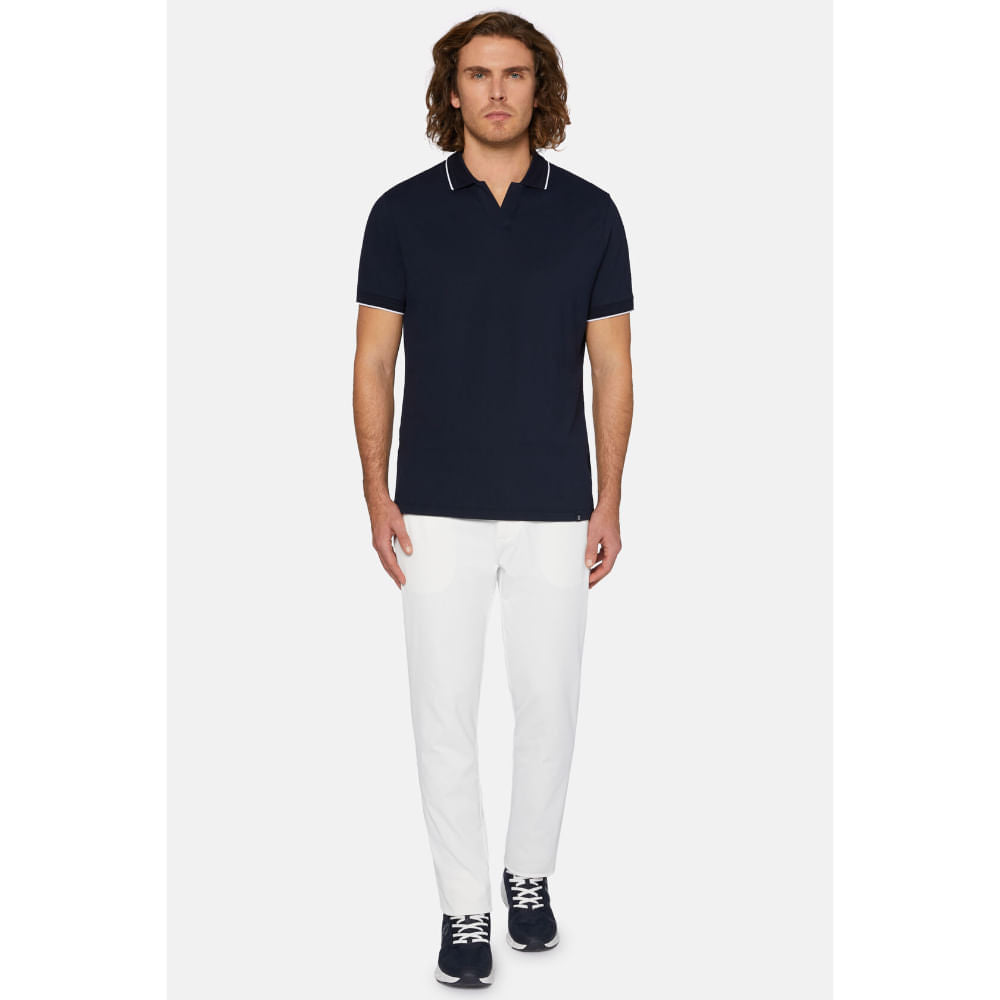 CAMISETA POLO BOGGI AZUL ALG + POLIE + ELAS