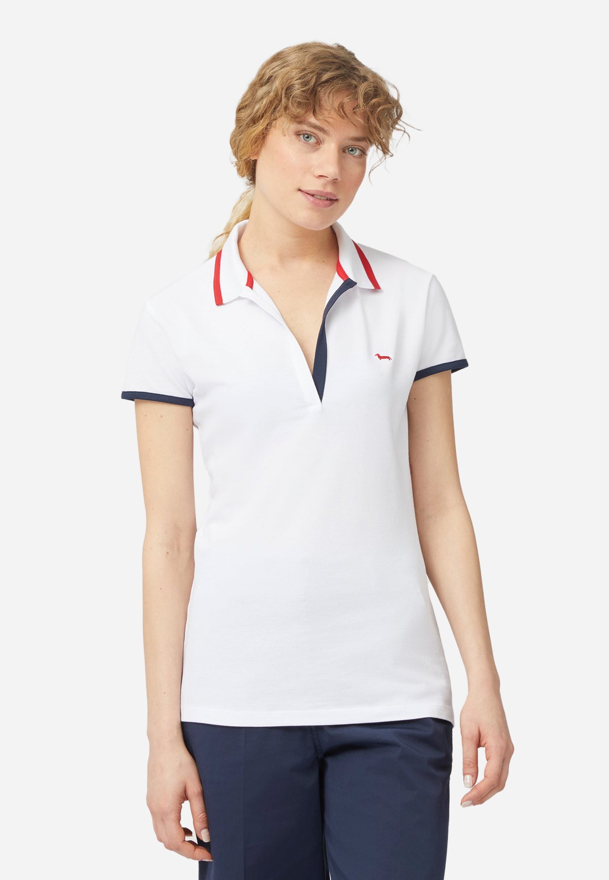 Camisa Polo Dama Blanca/Roja H&B