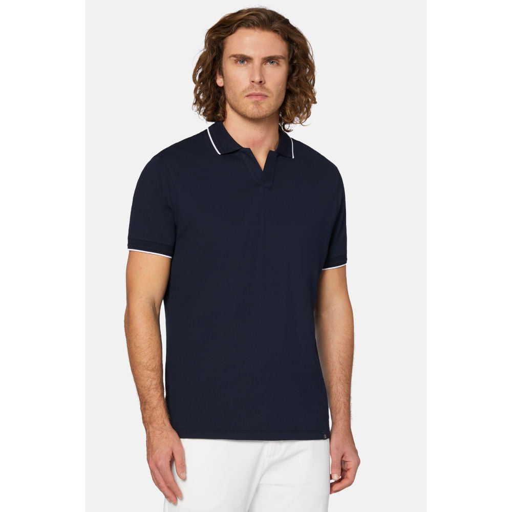 CAMISETA POLO BOGGI AZUL ALG + POLIE + ELAS