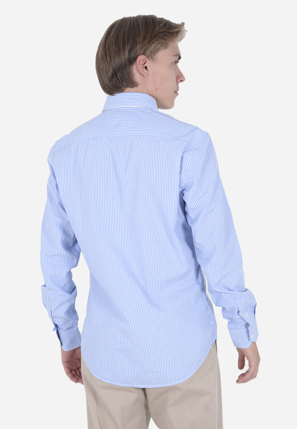 Camisa Clásica Celeste Rayas Verticales H&B