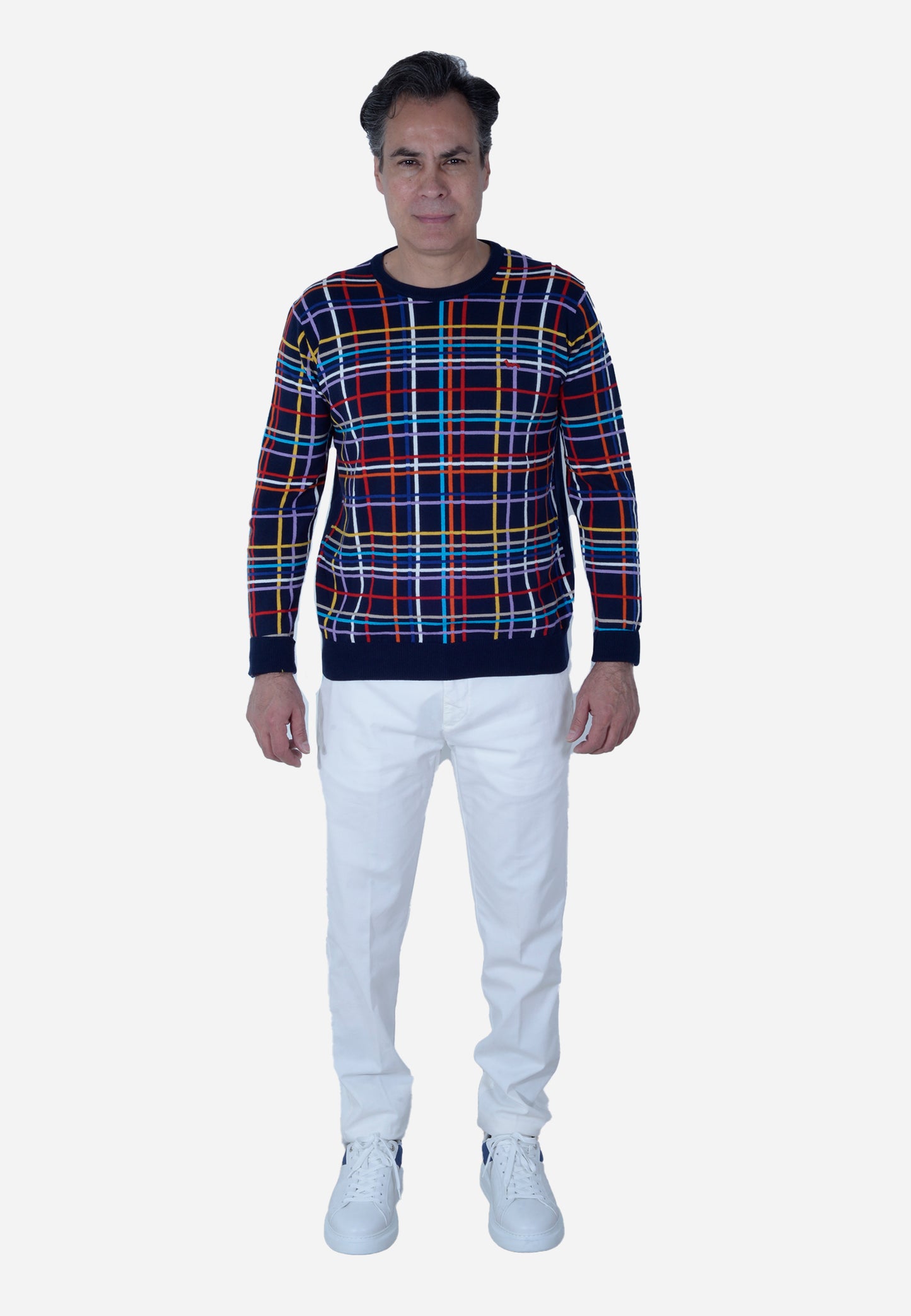 SWETER HARMONT & BLAINE AZUL RAYAS  ALGODÓN (HRL645030763-828)