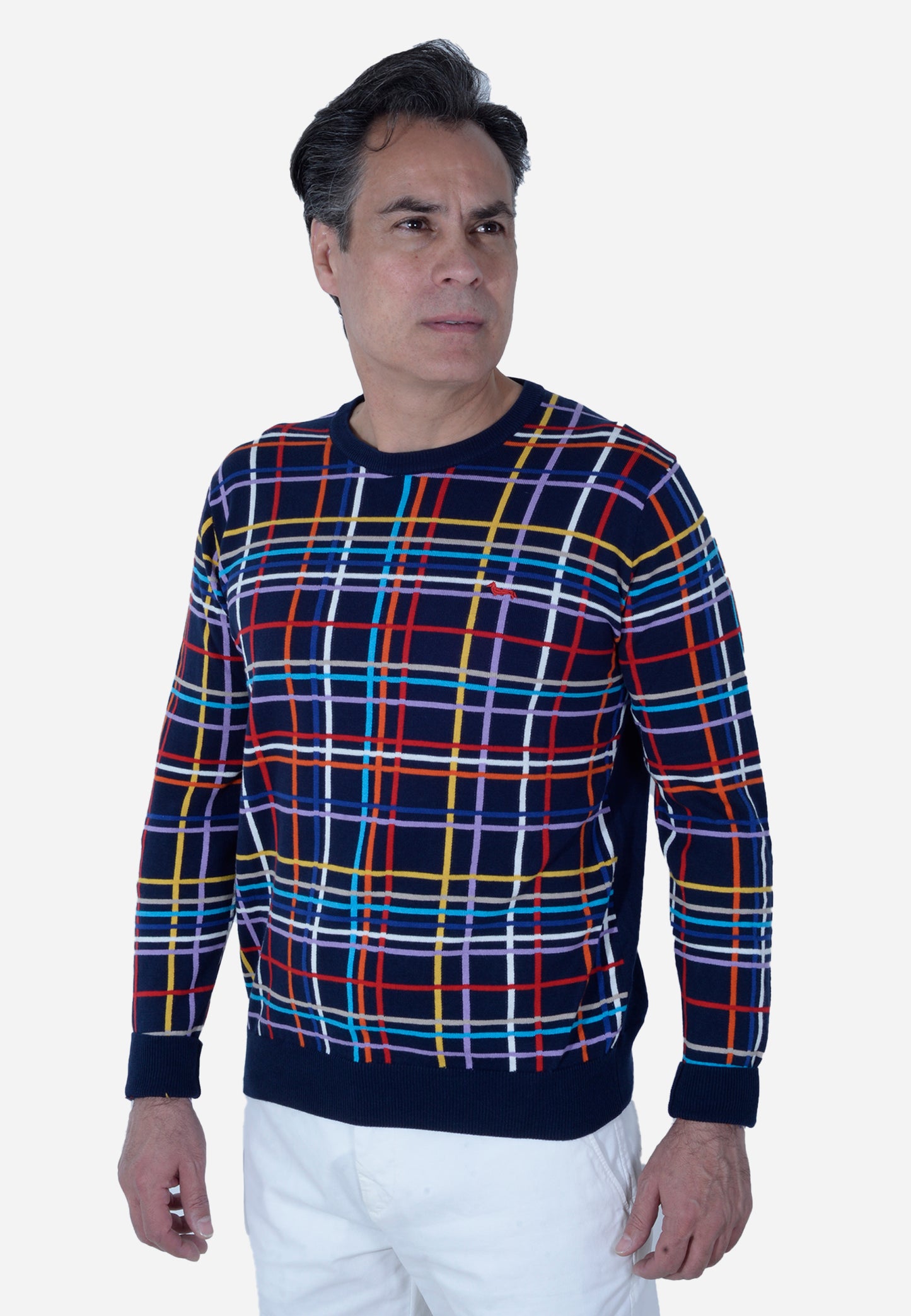 SWETER HARMONT & BLAINE AZUL RAYAS  ALGODÓN (HRL645030763-828)