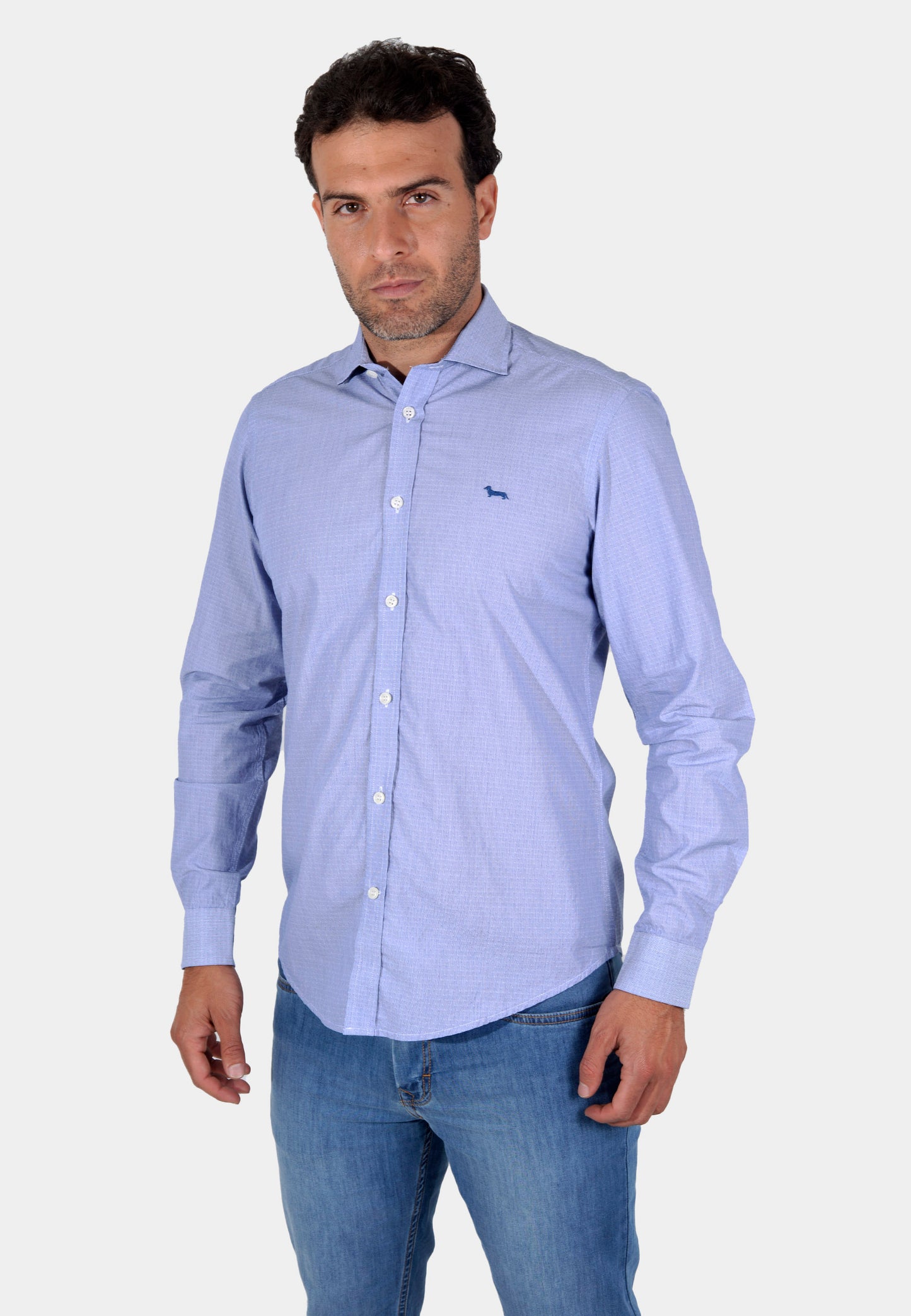 CAMISA SPORT HARMONT & BLAINE AZUL FIGURAS ALGOD (CNJ011012377-801)