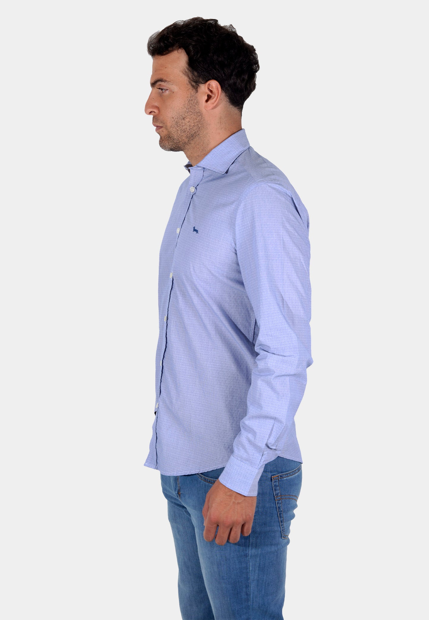 CAMISA SPORT HARMONT & BLAINE AZUL FIGURAS ALGOD (CNJ011012377-801)