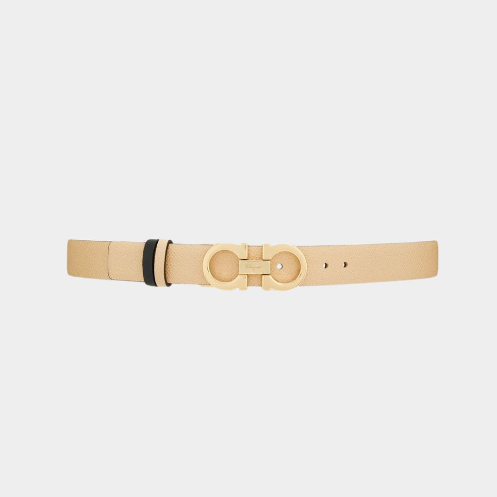 CINTURON FERRAGAMO DAMA NEGRO / BEIGE CUERO (674559-23A565)