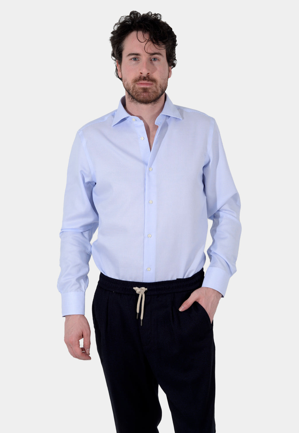 CAMISA BOGGI AZUL CUADROS ALGODON (23A043001)