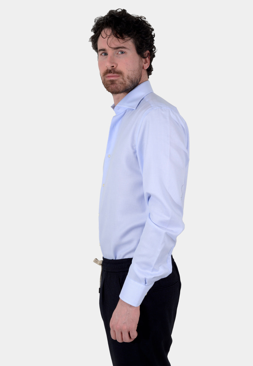 CAMISA BOGGI AZUL CUADROS ALGODON (23A043001)