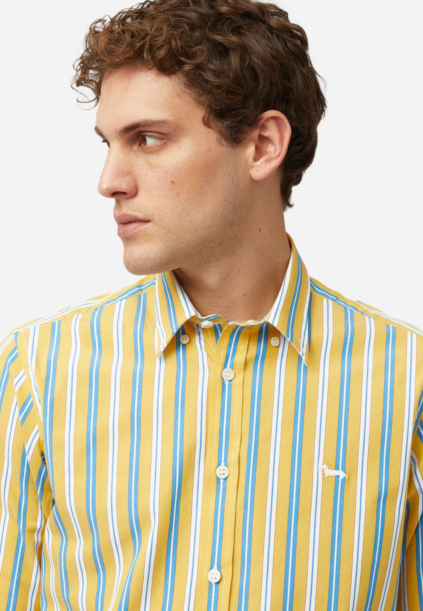 CAMISA HARMOT&BLAINE AMARILLO RY AZUL ALGOD (CRL011012825M-302)