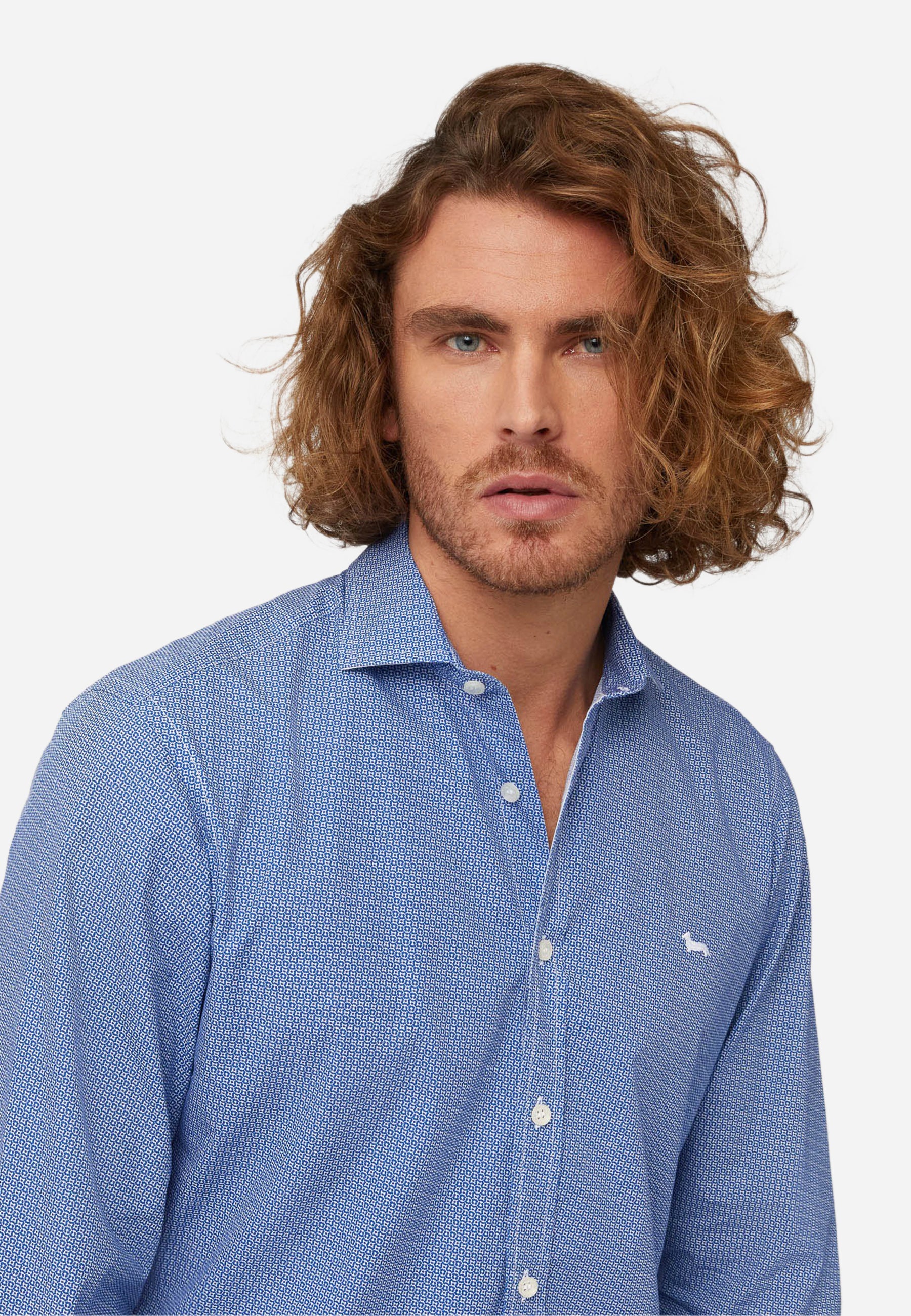 Camisa Casual Azul Hombre Estilo Moderno H&B