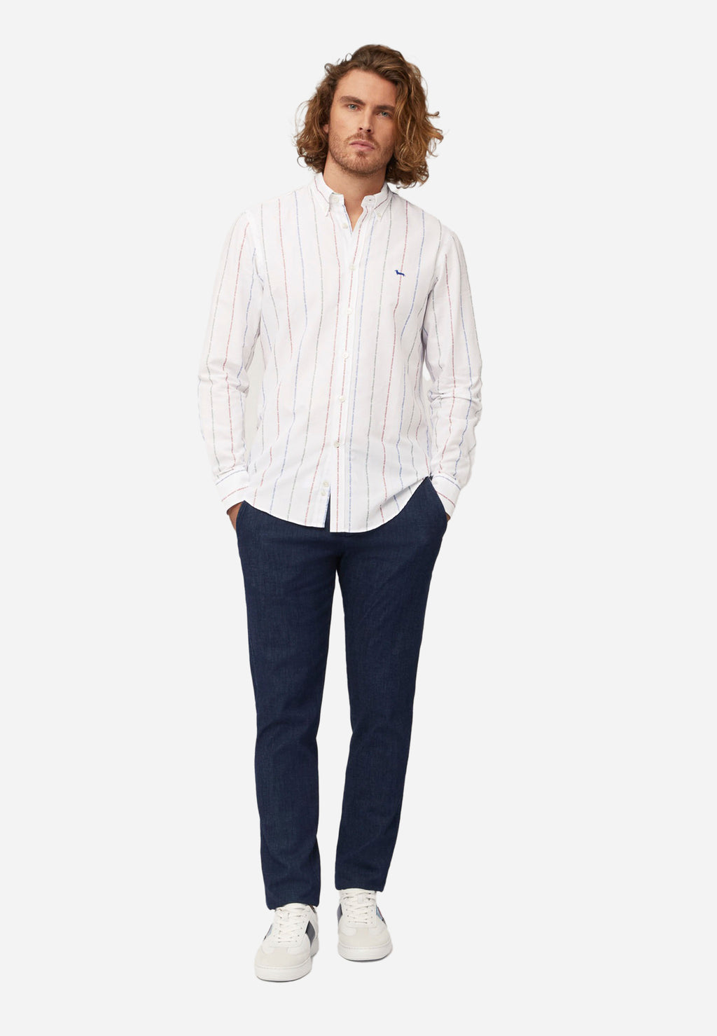 Camisa Blanca con Rayas Verticales H&B