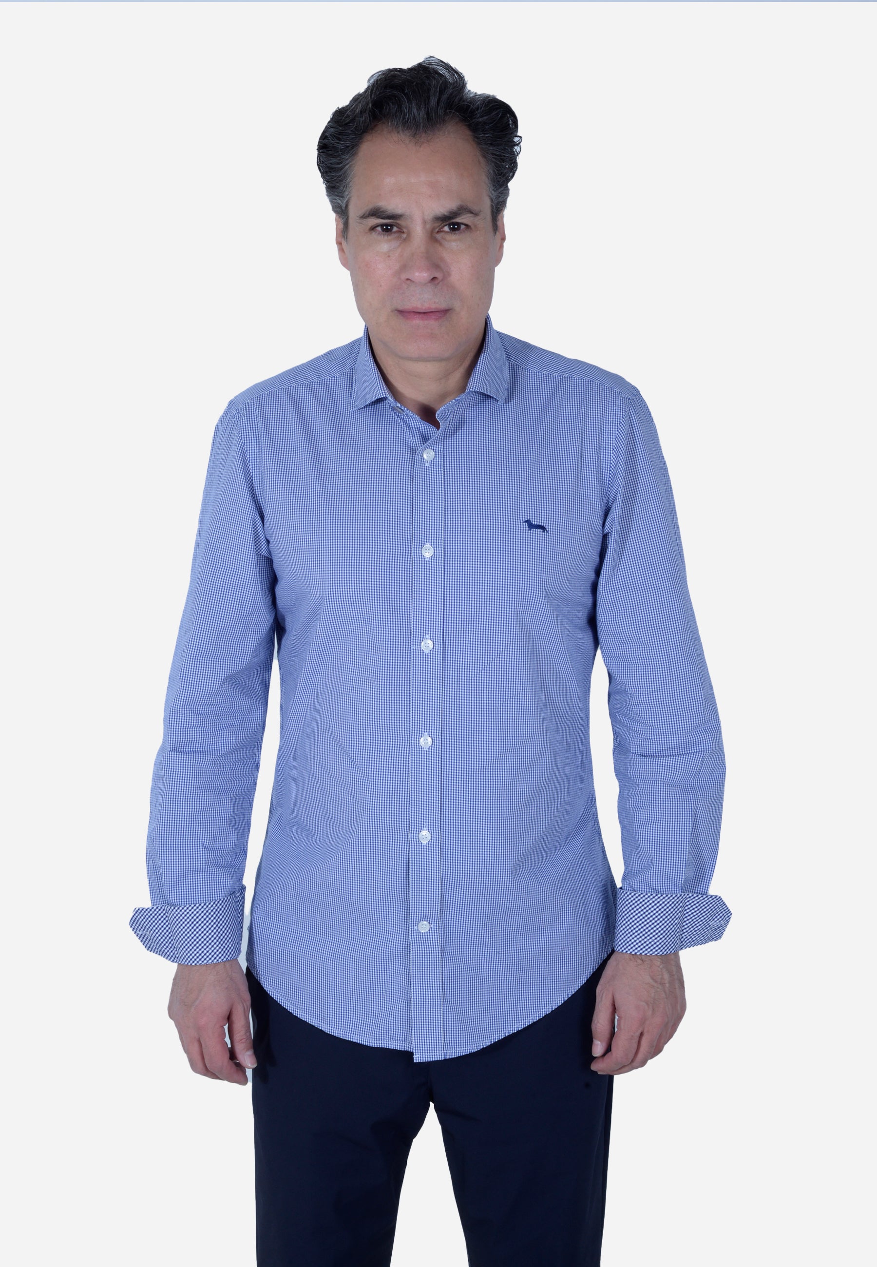 Camisa Clásica  Cuadros Azul H&B