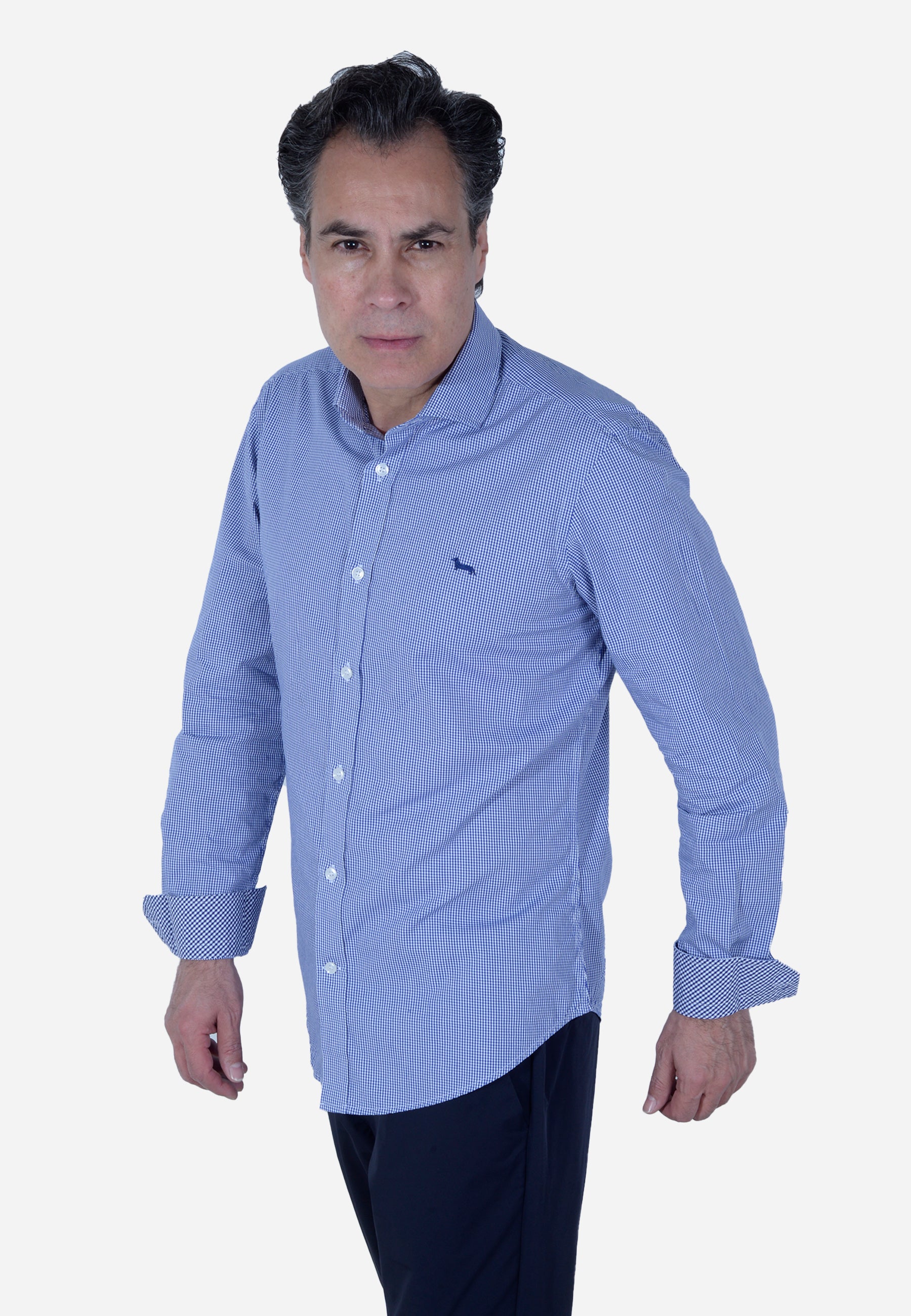 Camisa Clásica  Cuadros Azul H&B