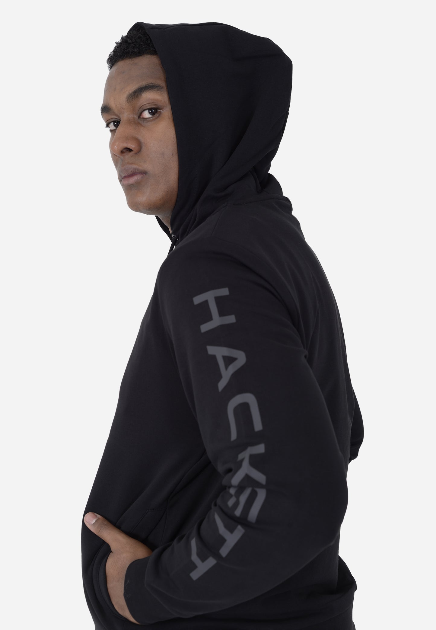 HOODIE HACKETT LONDON NEGRO GRIS ALG + ELAS (HM581104-9DU)