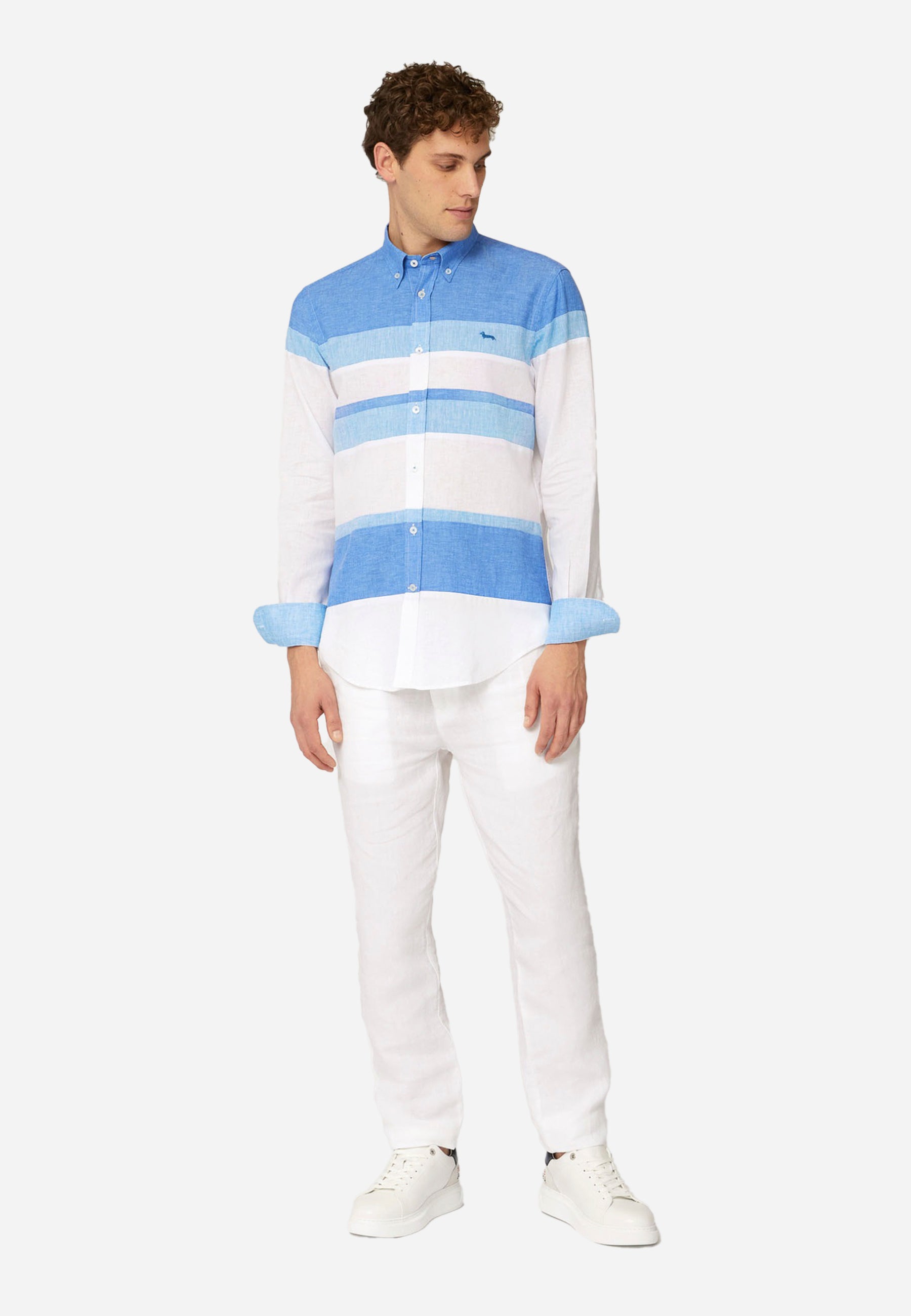 Camisa Hombre Rayas Horizontales Azul/Blanco H&B