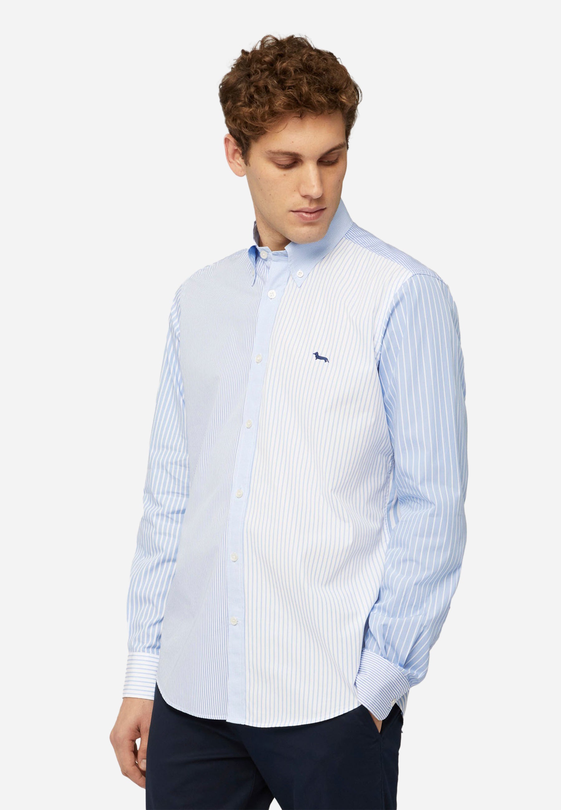 Camisa Casual Elegante Azul/Blanco H&B