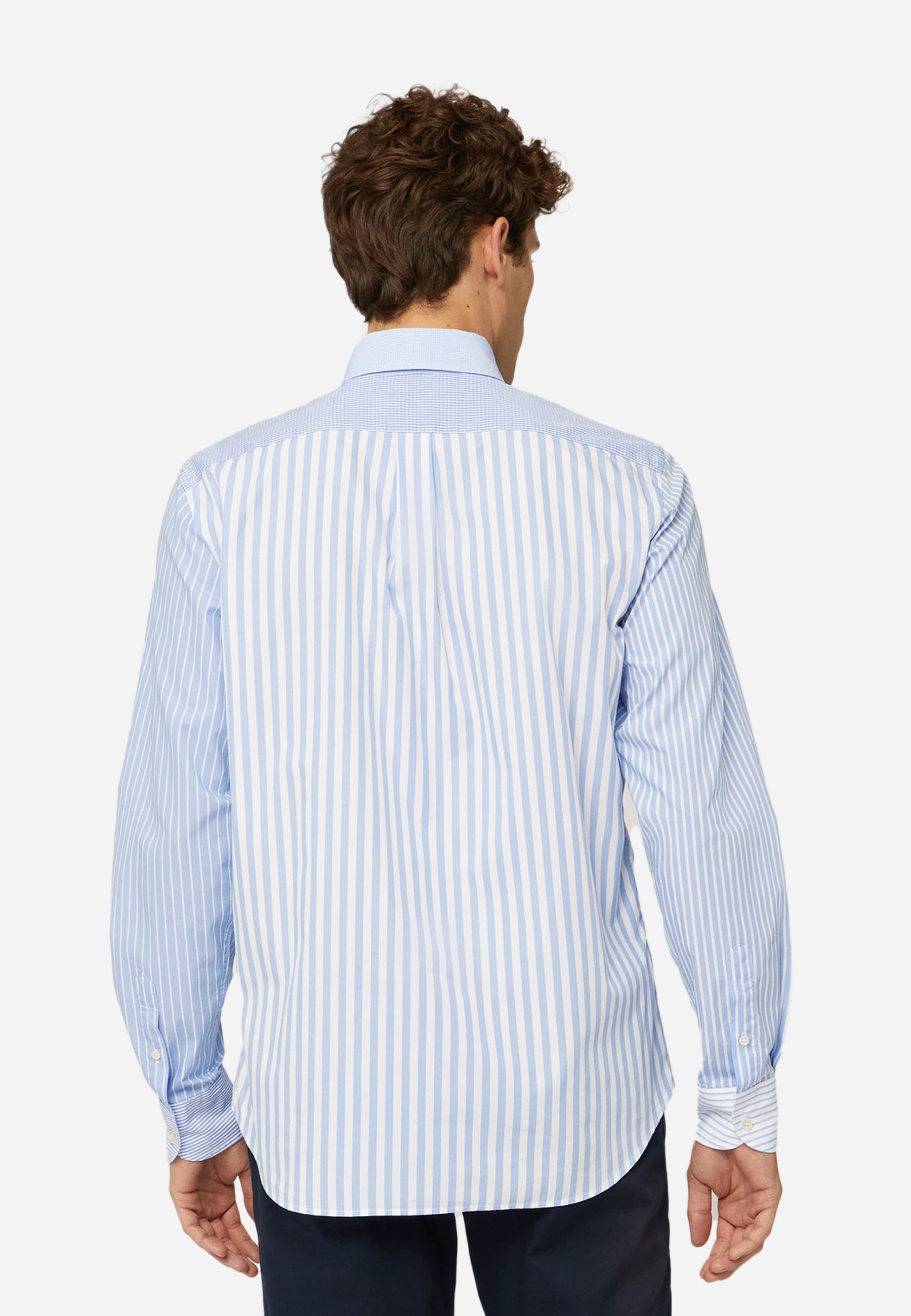 Camisa Casual Elegante Azul/Blanco H&B