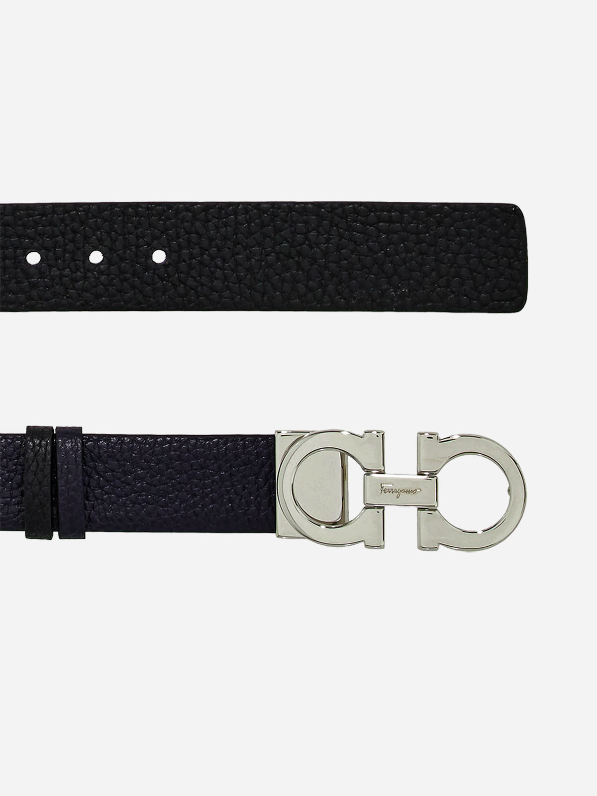 Cinturón Dama Azul/Negro Reversible Cuero