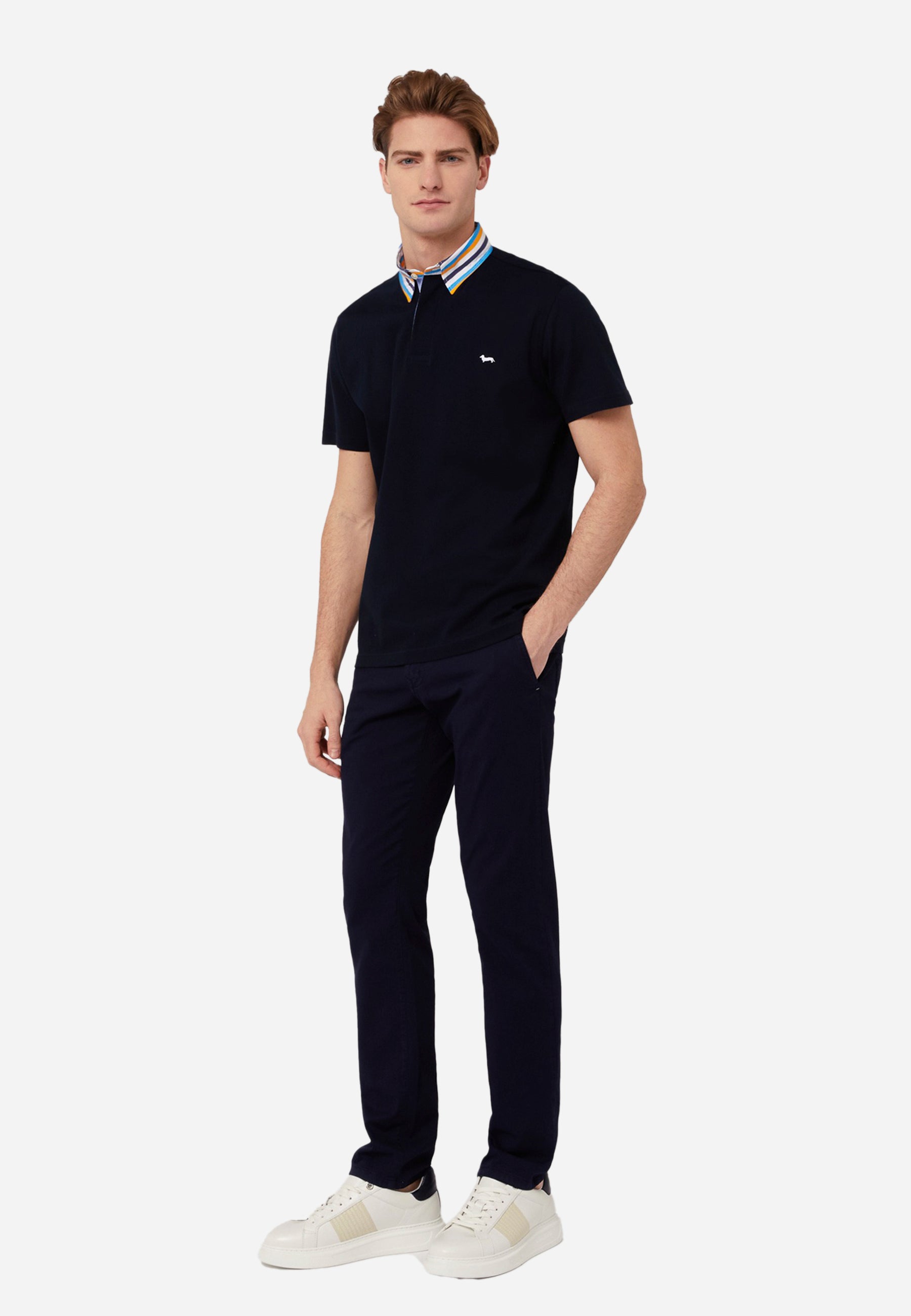 Camisa Polo Hombre Black Stripe Collar H&B