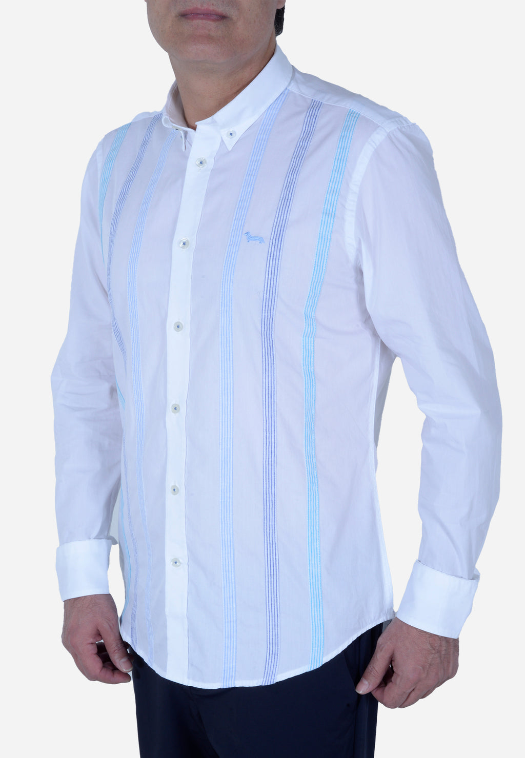 CAMISA HARMONT & BLAINE BLANCO RAYAS ALGODÓN (CRL975011759M-100)