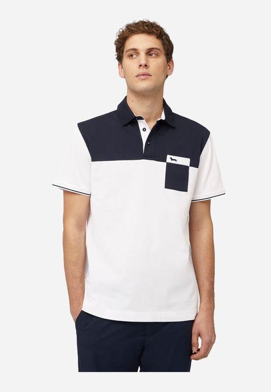 CAMISETA POLO HARMOT&BLAINE BLANCO AZUL ALGOD (LRL392021148-801)