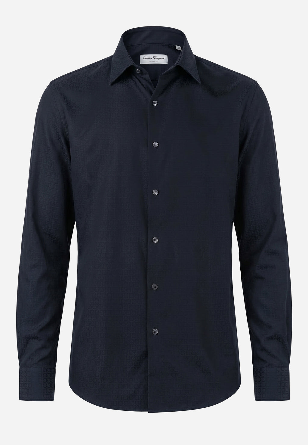 Camisa Azul Profundo con Micro Estampado Gancini S.F.