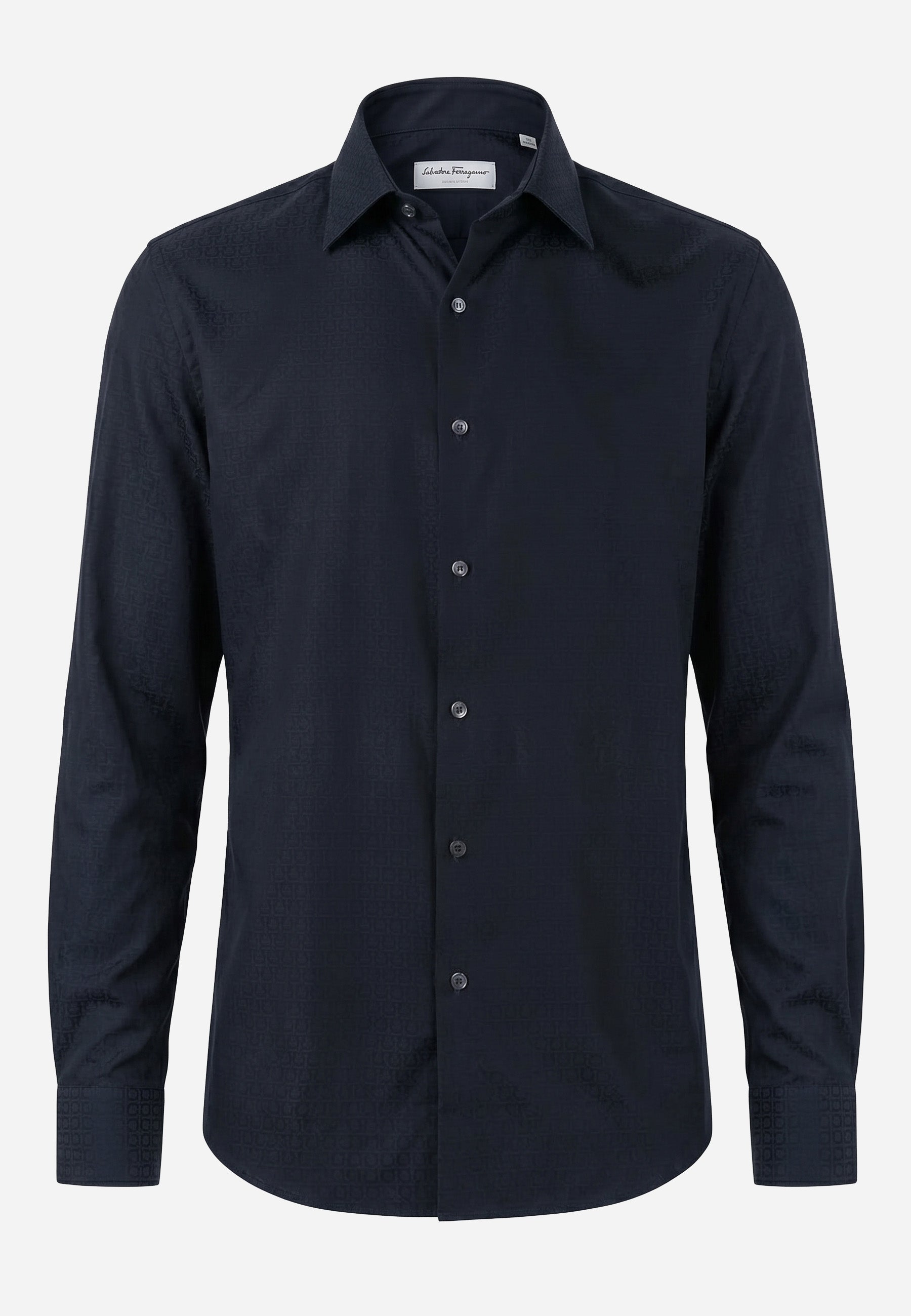 Camisa Azul Profundo con Micro Estampado Gancini S.F.
