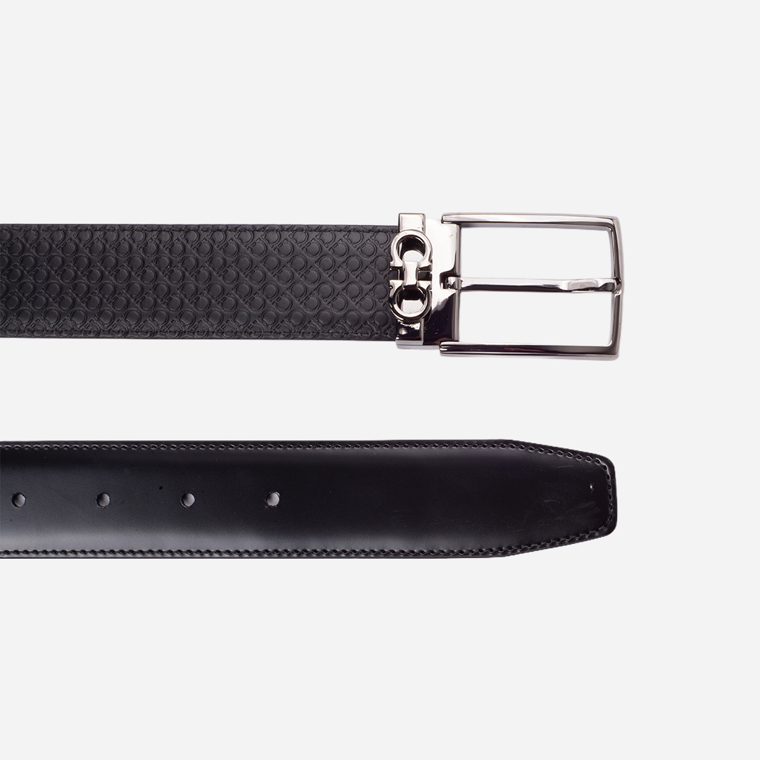 Cinturón Gancini Ajustable/Reversible Negro S.F.