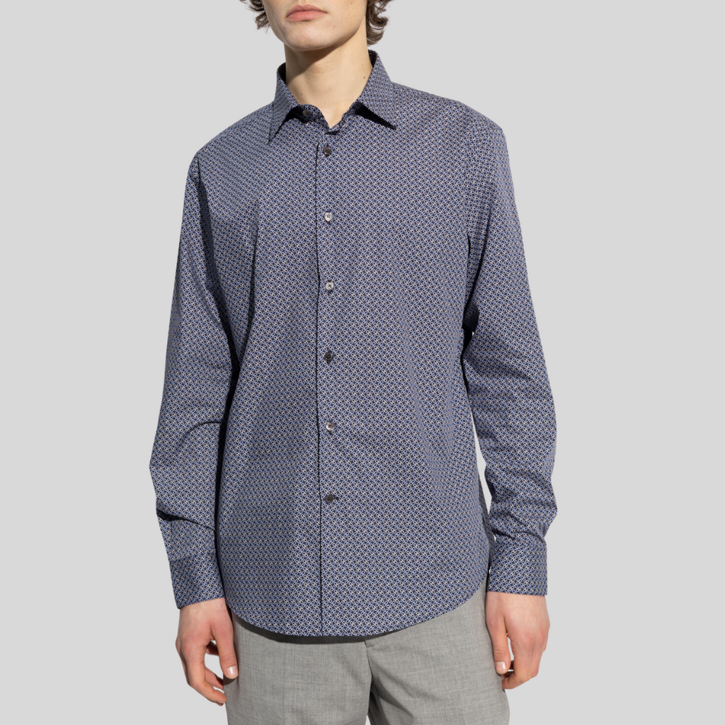 CAMISA SPORT FERRAGAMO AZUL LOGO ALGODON (759134-142980)