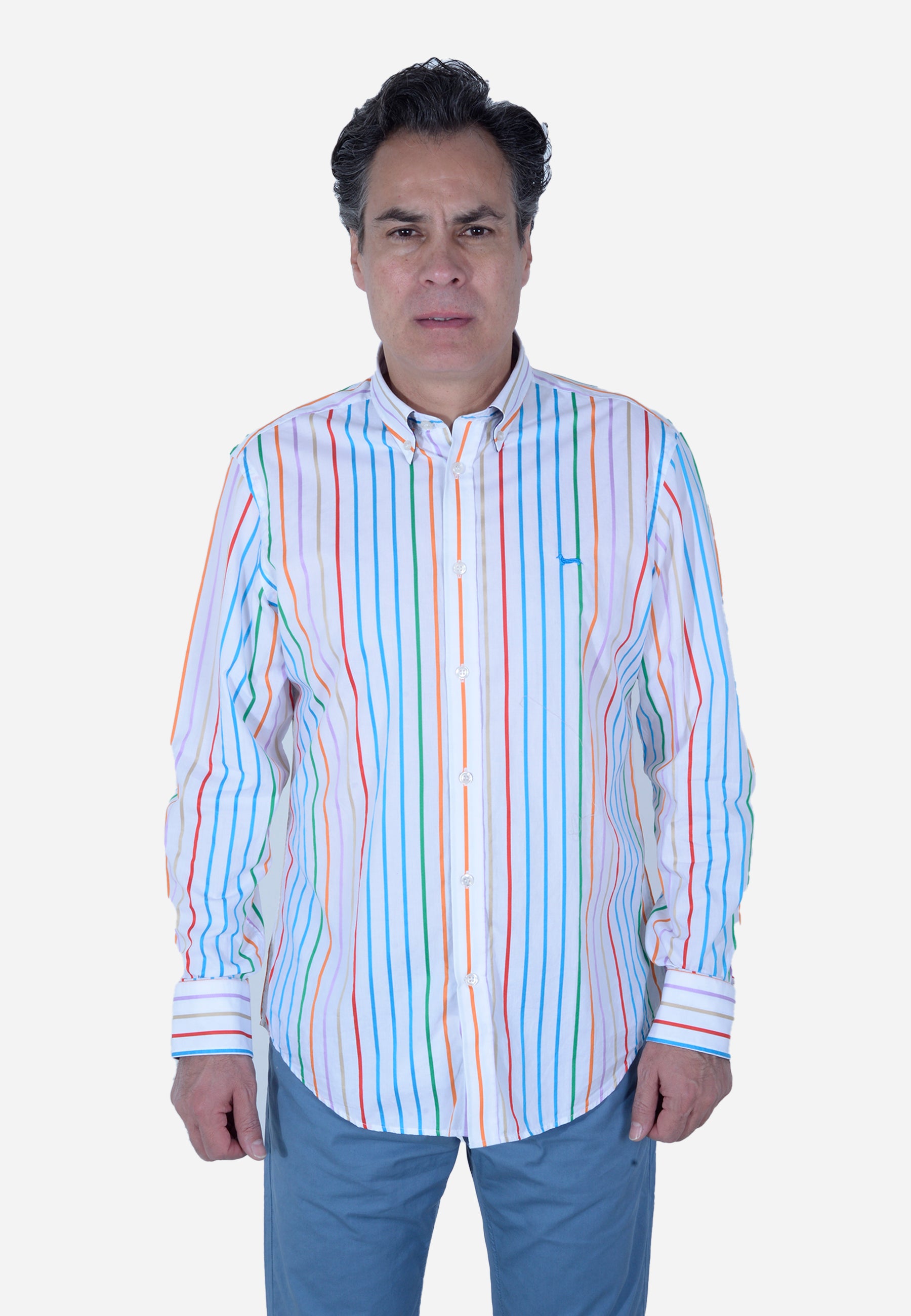 Camisa Hombre  Rayas Logo H&B