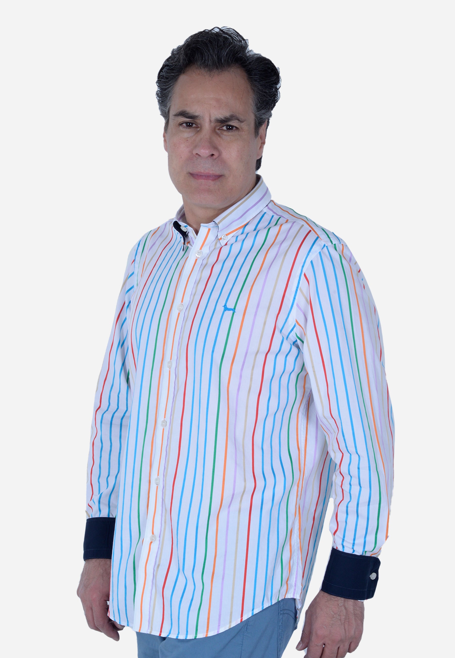 Camisa Hombre  Rayas Logo H&B