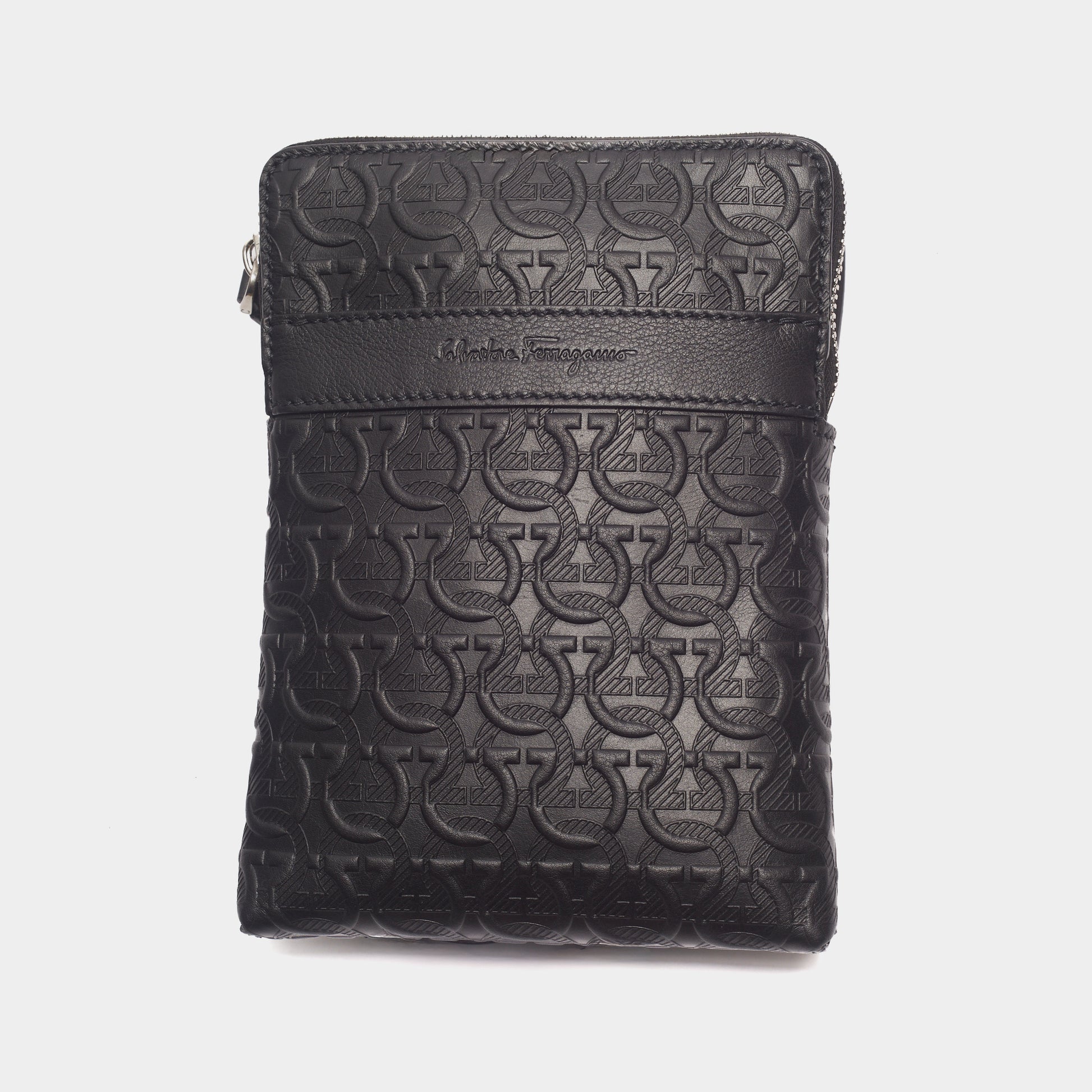 Bolso Messenger Exclusivo Gancini Negro S.F.