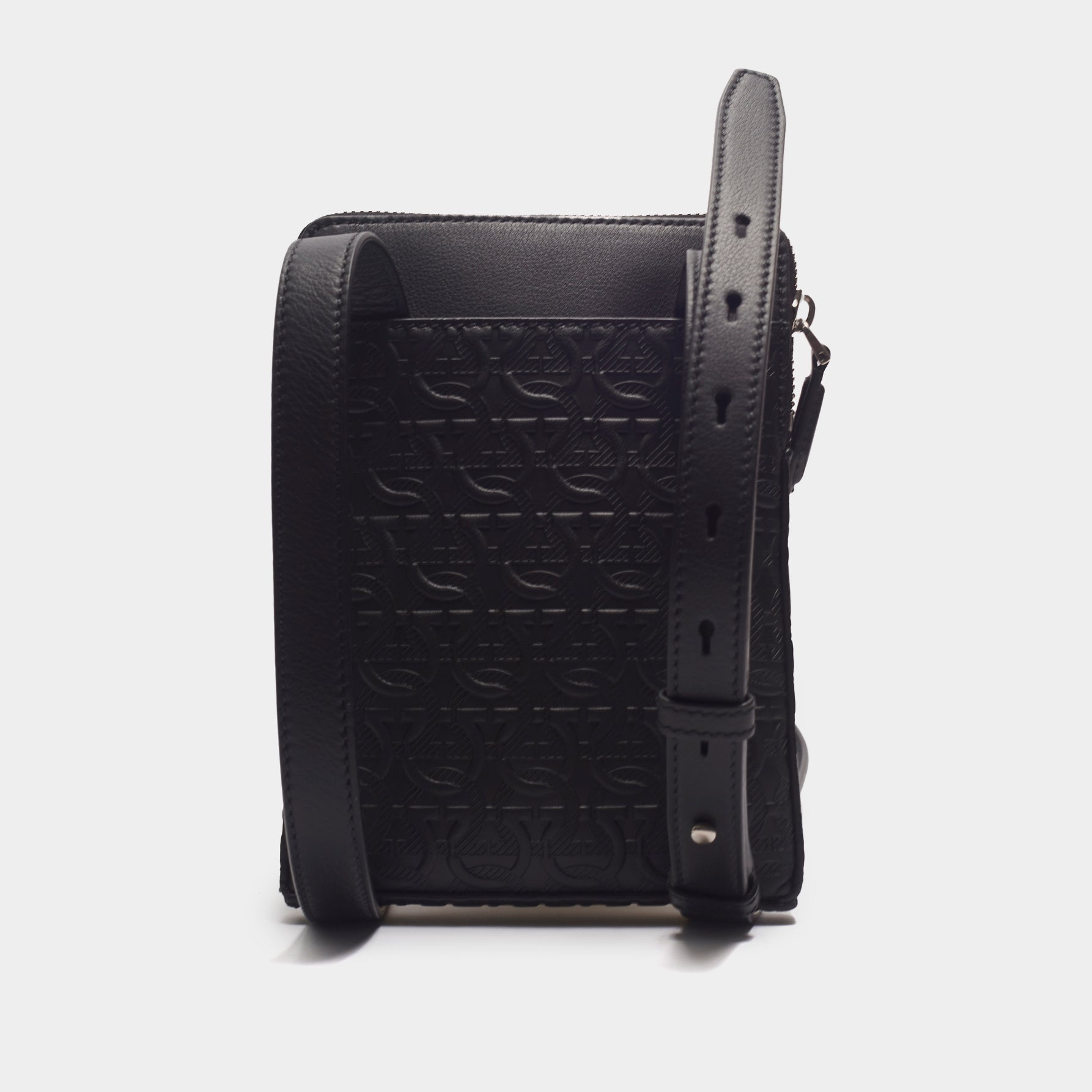 Bolso Messenger Exclusivo Gancini Negro S.F.