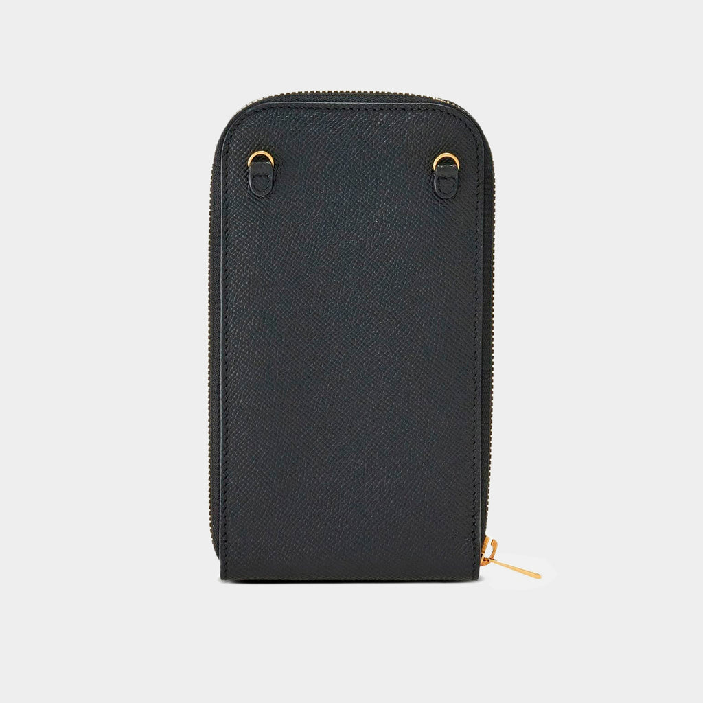 PORTA CELULAR FERRAGAMO NEGRO DAMA  100% piel  (755308-220375)