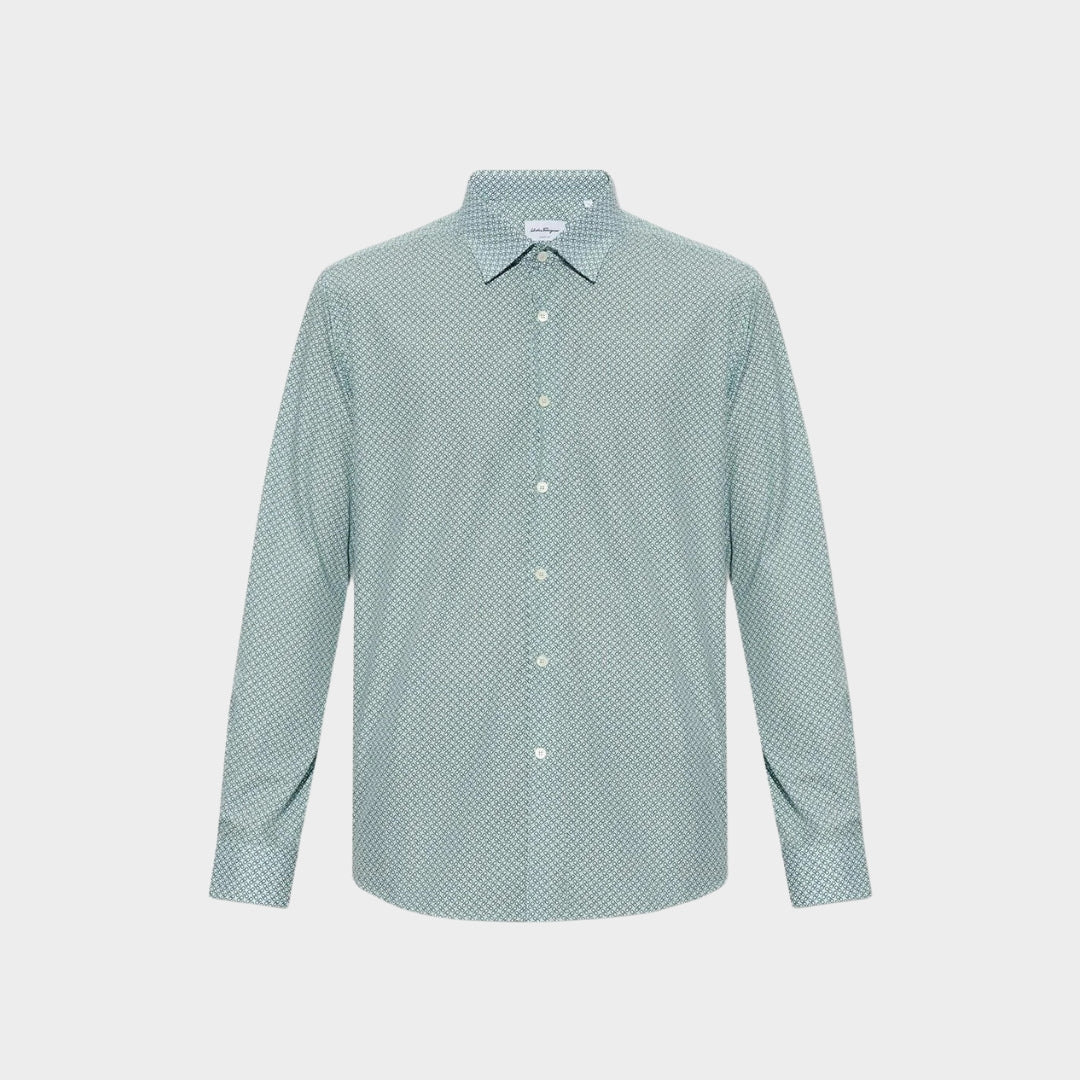 Camisa Hombre Azul Estampado Gancini S.F.