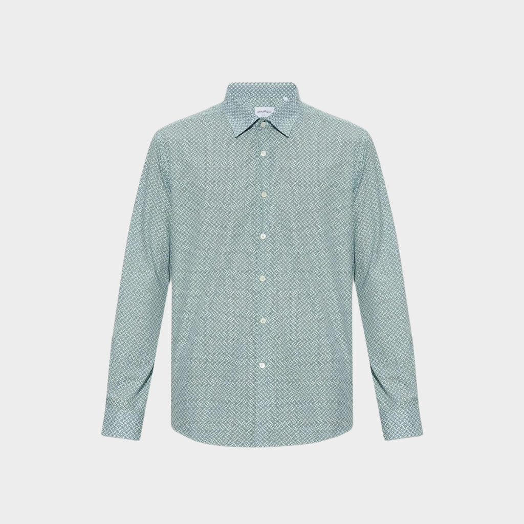 Camisa Hombre Azul Estampado Gancini S.F.