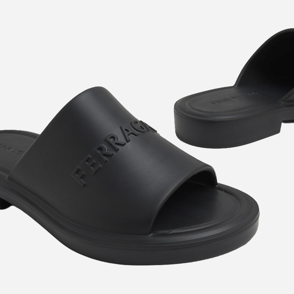 Sandalias Hombre Negras Logo S.F.