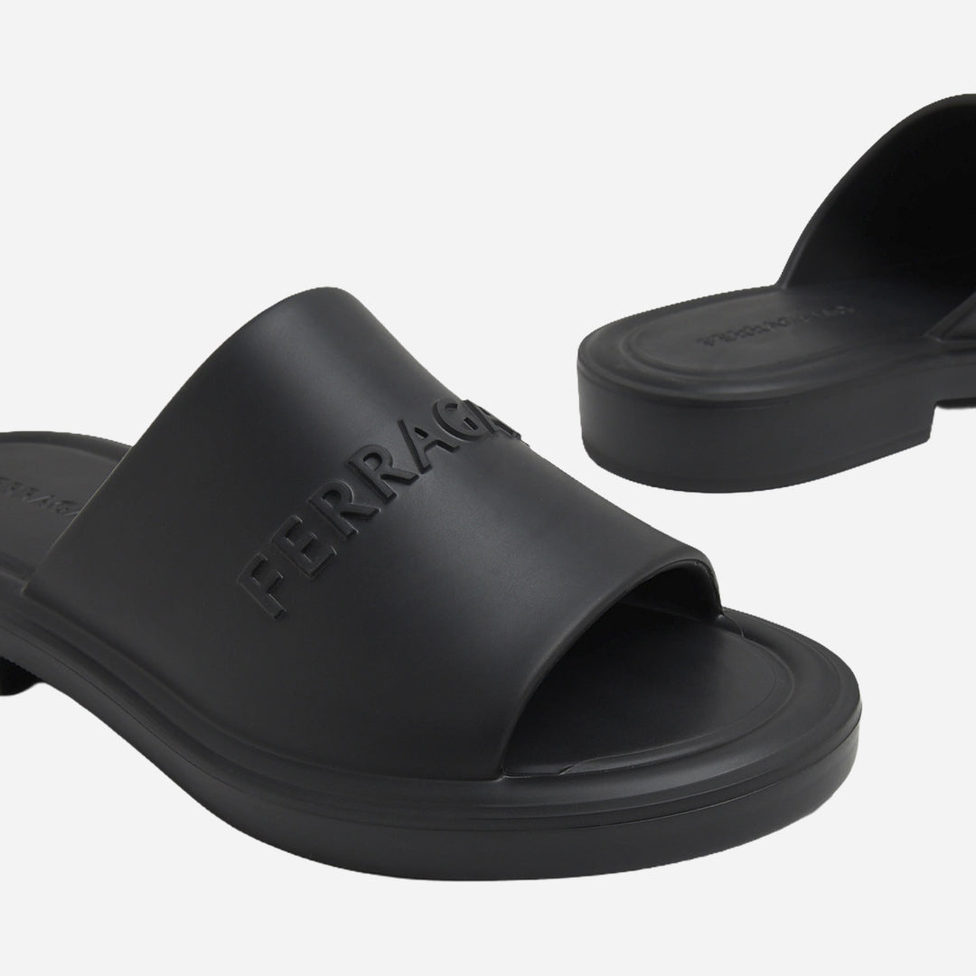 Sandalias Hombre Negras Logo S.F.