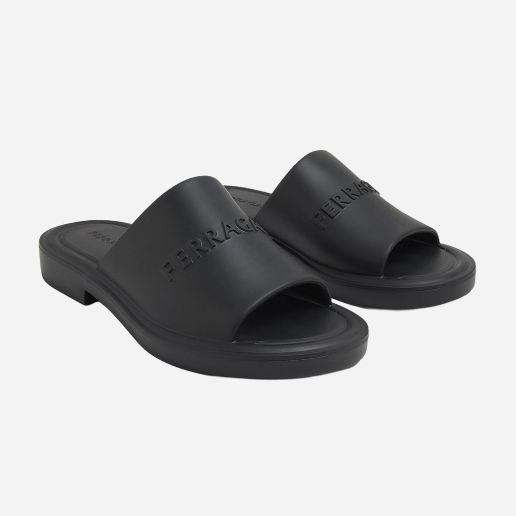 Sandalias Hombre Negras Logo S.F.
