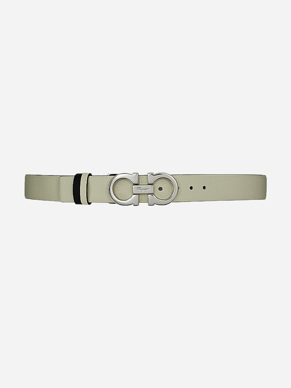 Cinturón Dama Blanco/Negro Reversible en Cuero