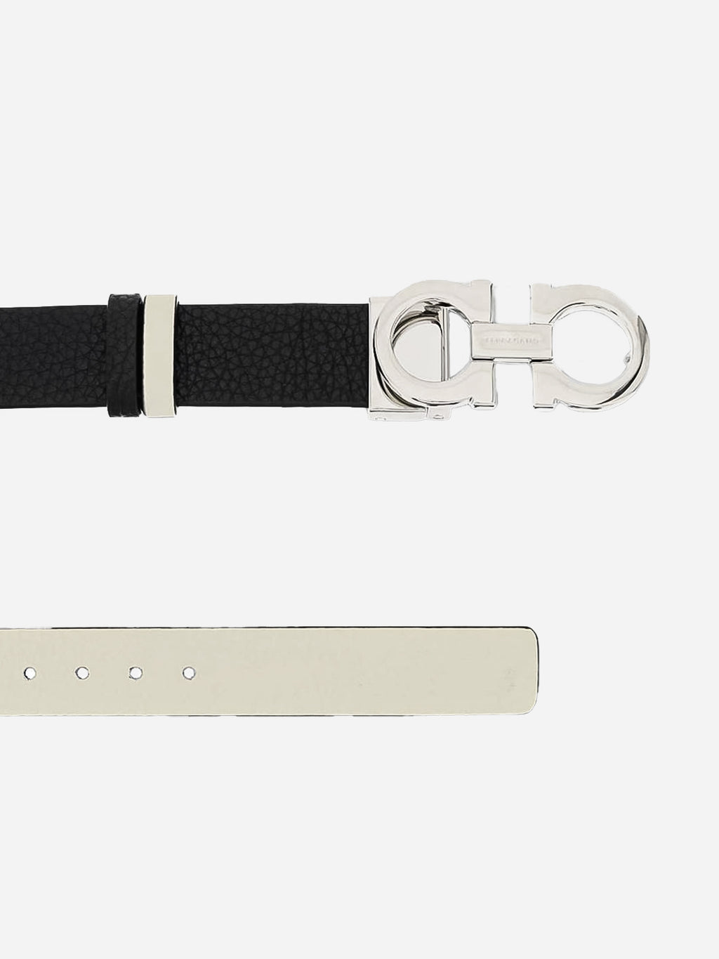 Cinturón Dama Blanco/Negro Reversible en Cuero