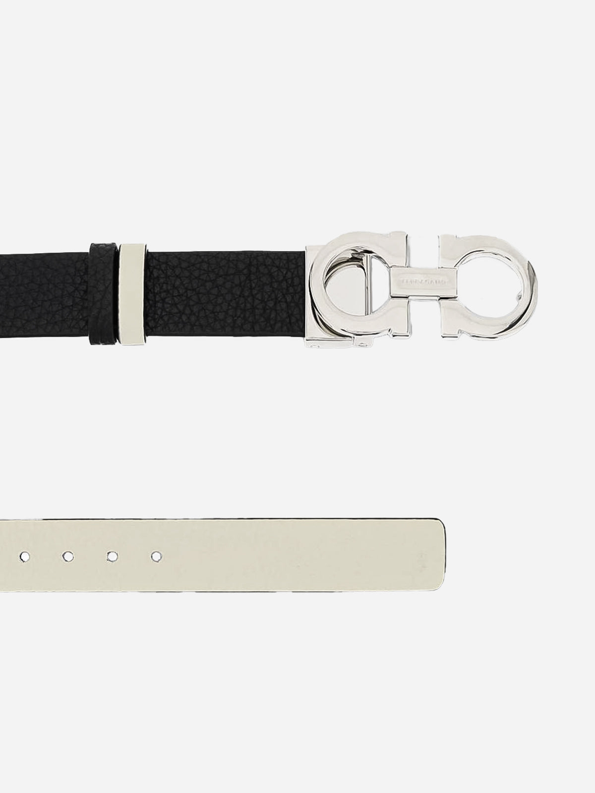 Cinturón Dama Blanco/Negro Reversible en Cuero