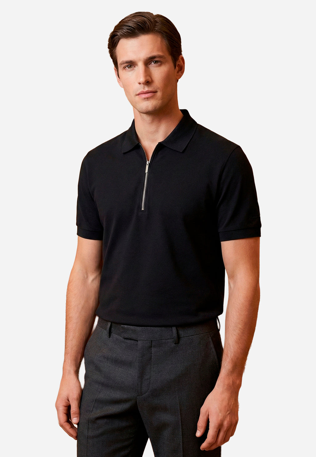 Camiseta Polo con Cremallera Negra S.F.