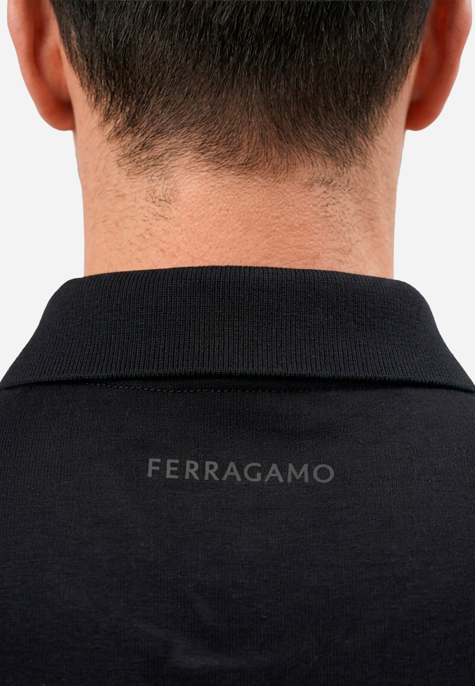 Camiseta Polo Manga Larga Negra/Rojo S.F.