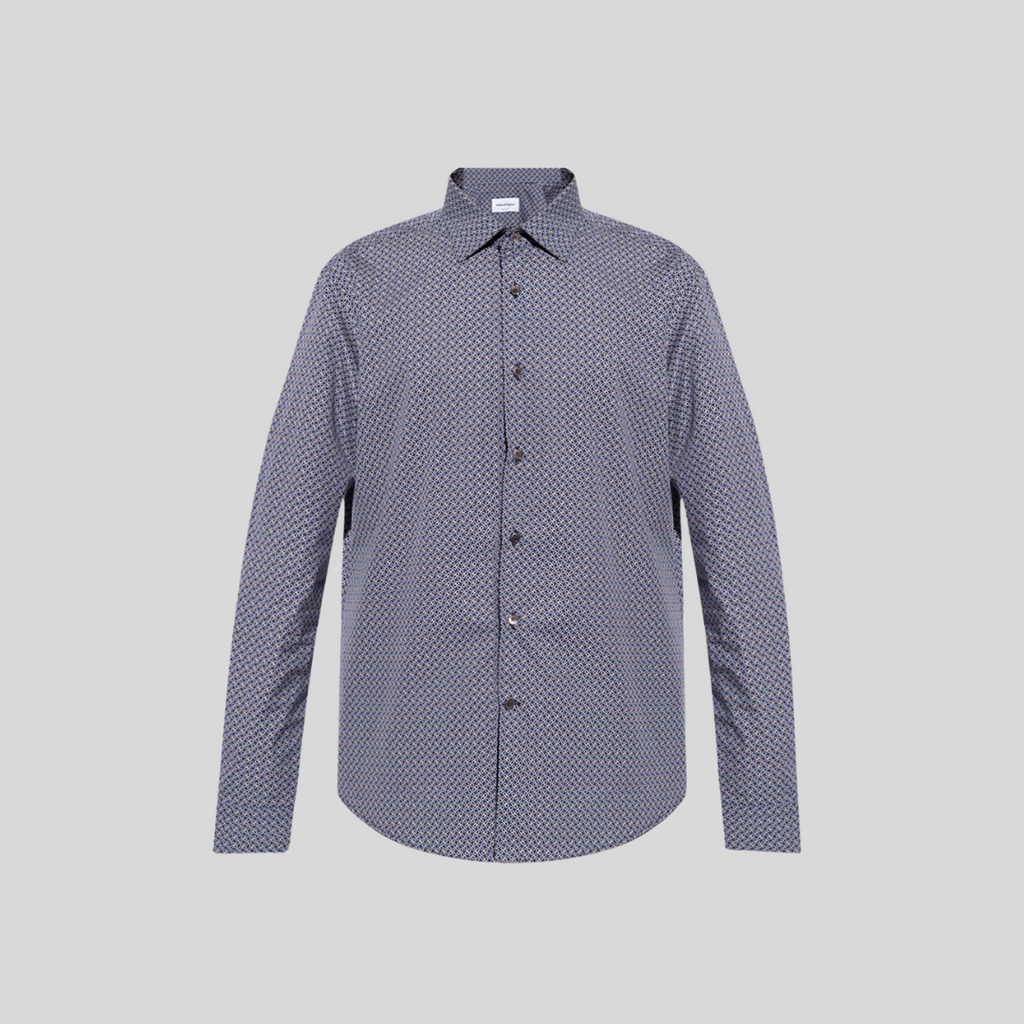 CAMISA SPORT FERRAGAMO AZUL LOGO ALGODON (759134-142980)