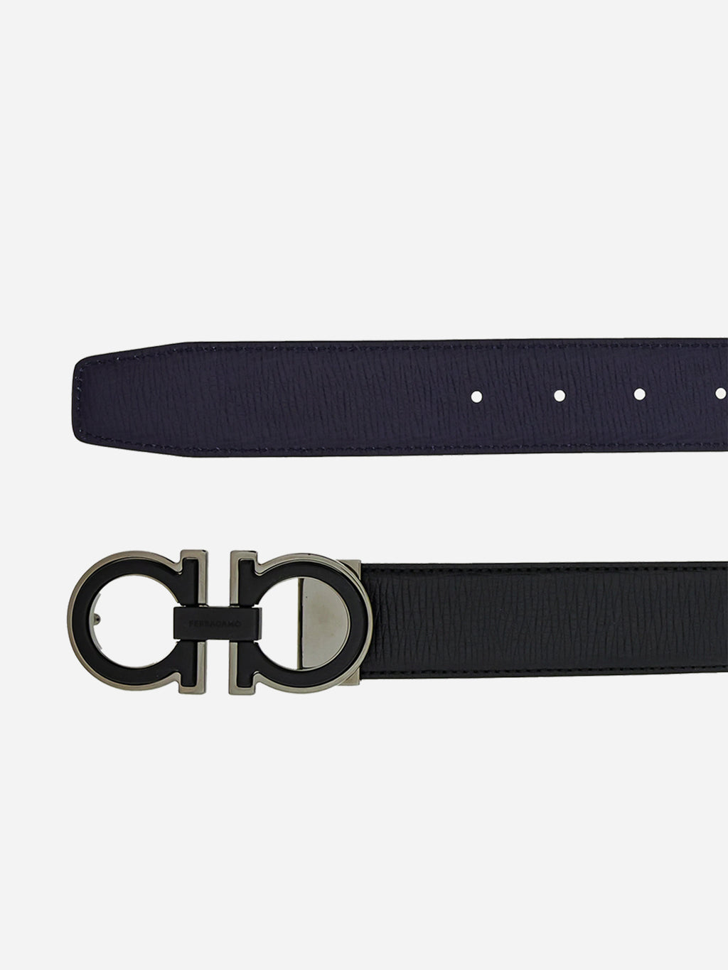 Cinturón Negro/Azul Reversible en Cuero
